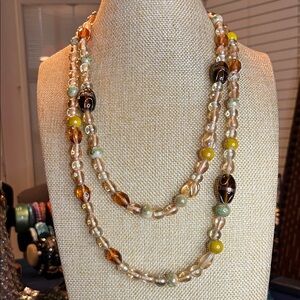 Glass Multi-Color Beaded Necklace with wedding cake beads